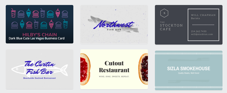 restaurant business card templates